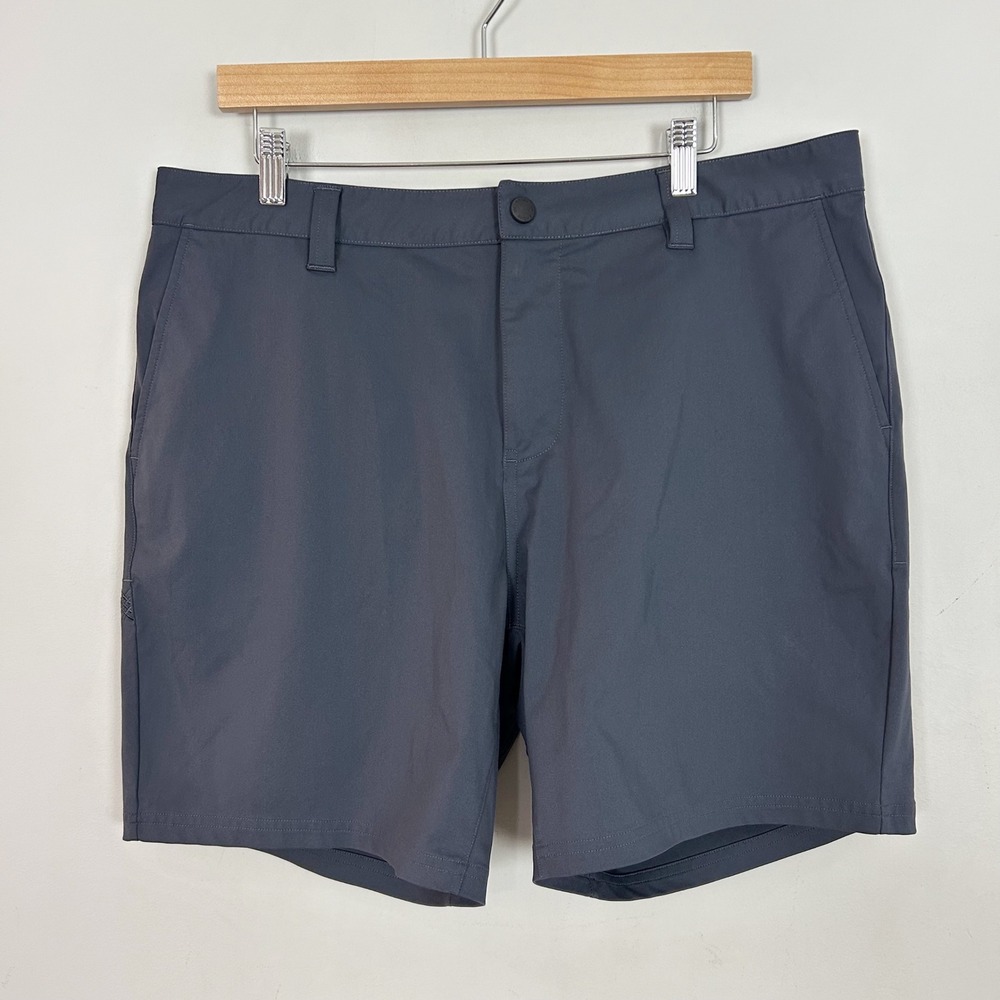 Rhone Performance Shorts Dark Gray Stretch Flat Front Size 36 Men's